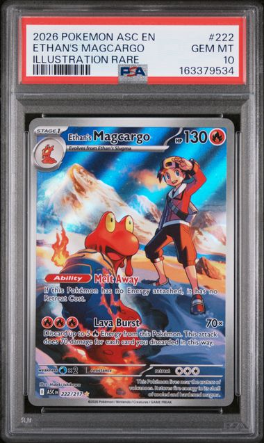 2026 POKEMON ASC EN-ASCENDED HEROES #222 ETHAN'S MAGCARGO ILLUSTRATION RARE PSA 10