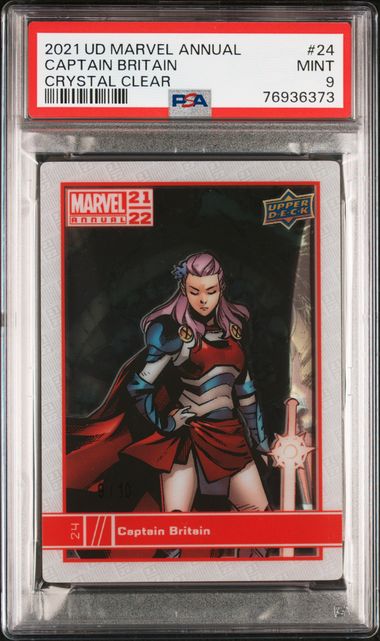 2021 UPPER DECK MARVEL ANNUAL #24 CAPTAIN BRITAIN CRYSTAL CLEAR PSA 9 SC7