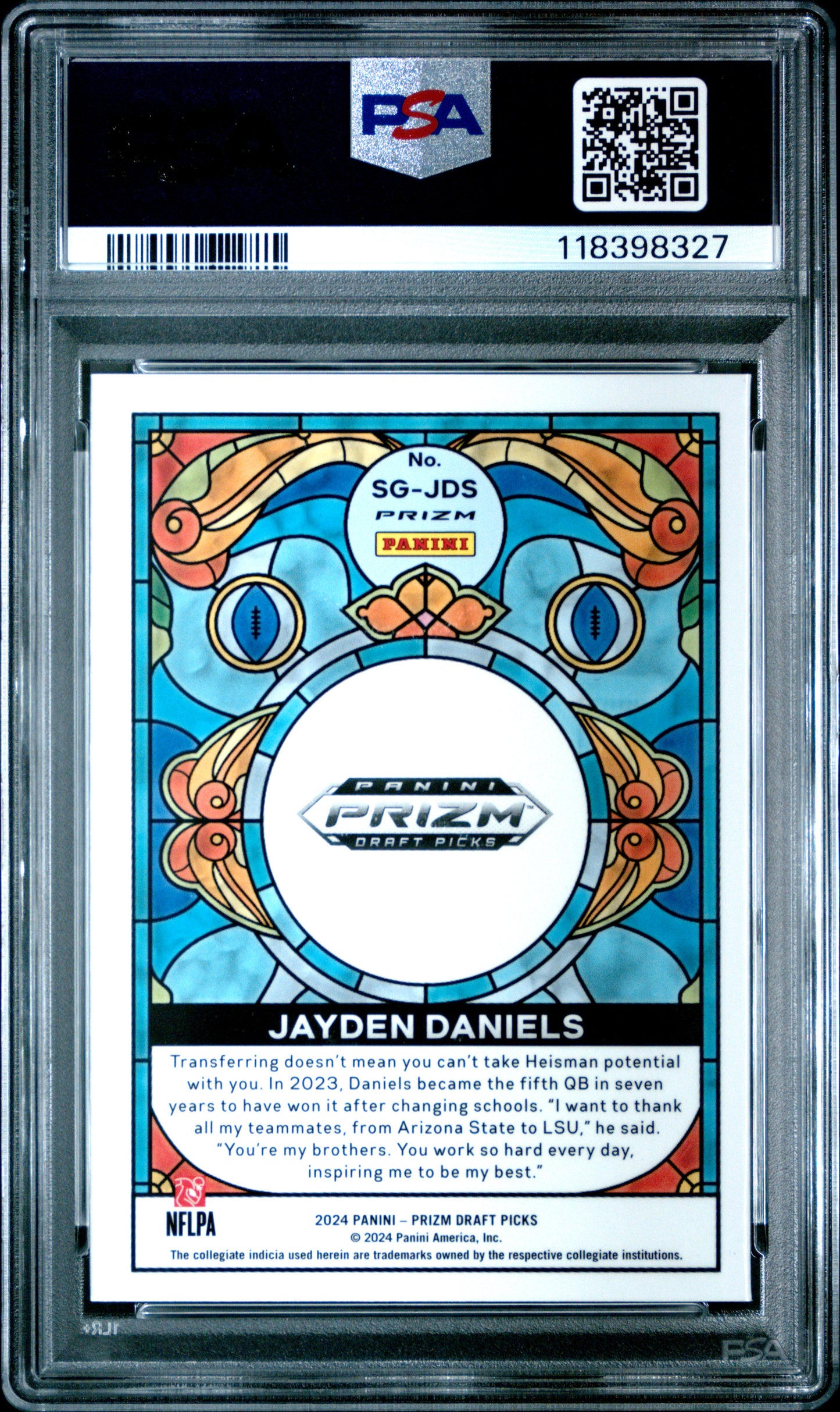 2024 Panini Prizm Draft Picks Jayden Daniels Stained Glass RC #SGJDS PSA 9