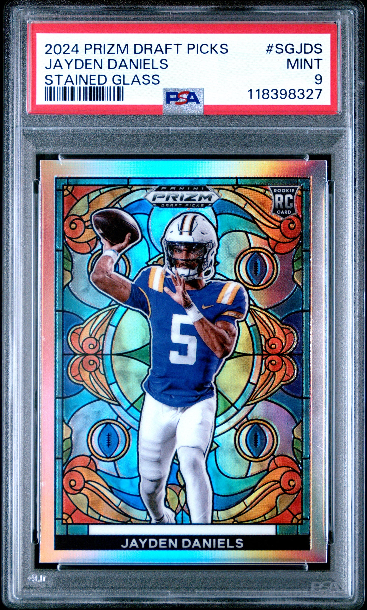 2024 Panini Prizm Draft Picks Jayden Daniels Stained Glass RC #SGJDS PSA 9