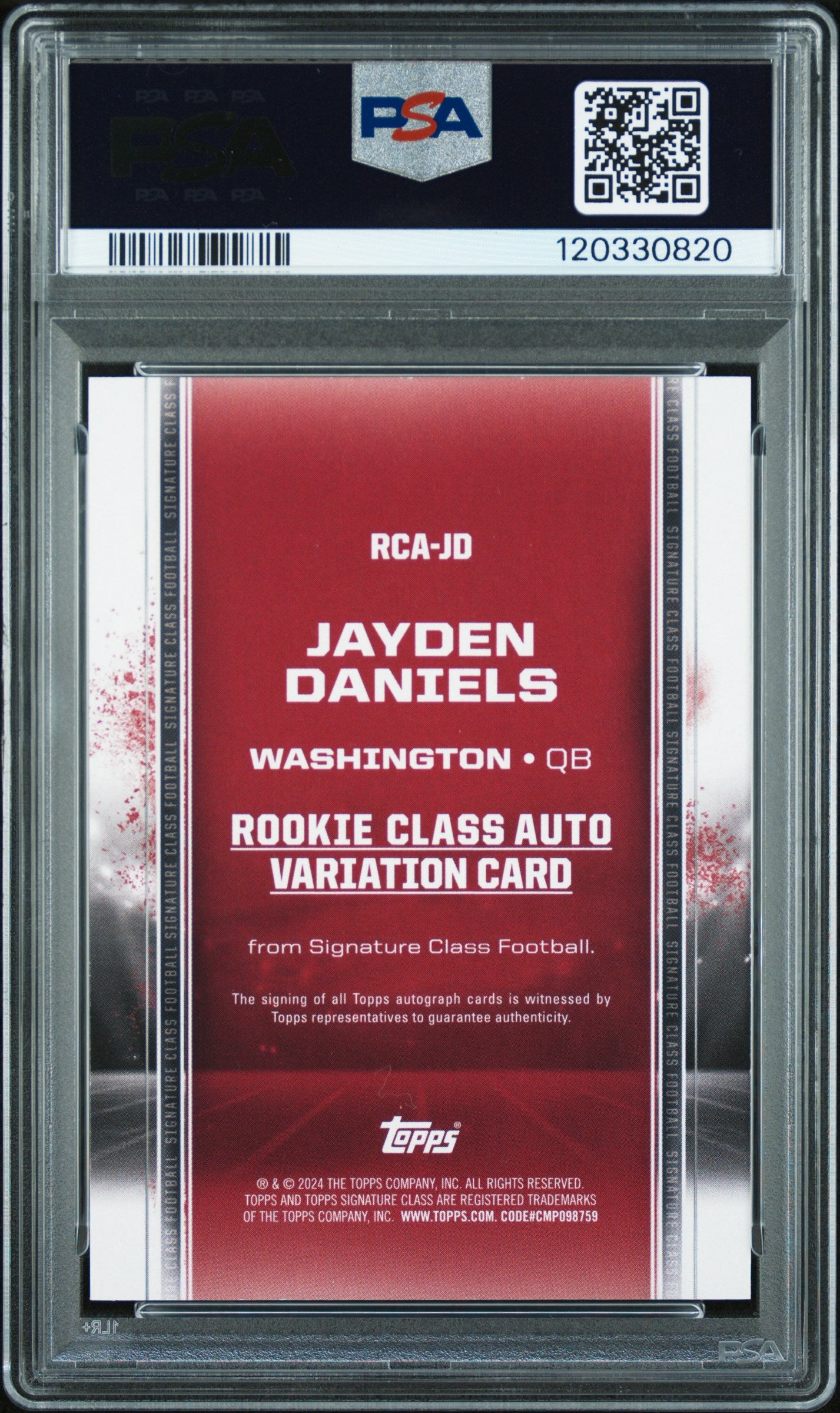 2024 Topps Signature Class Jayden Daniels Teal Rookie Auto 081/225 #RCAJD PSA 9