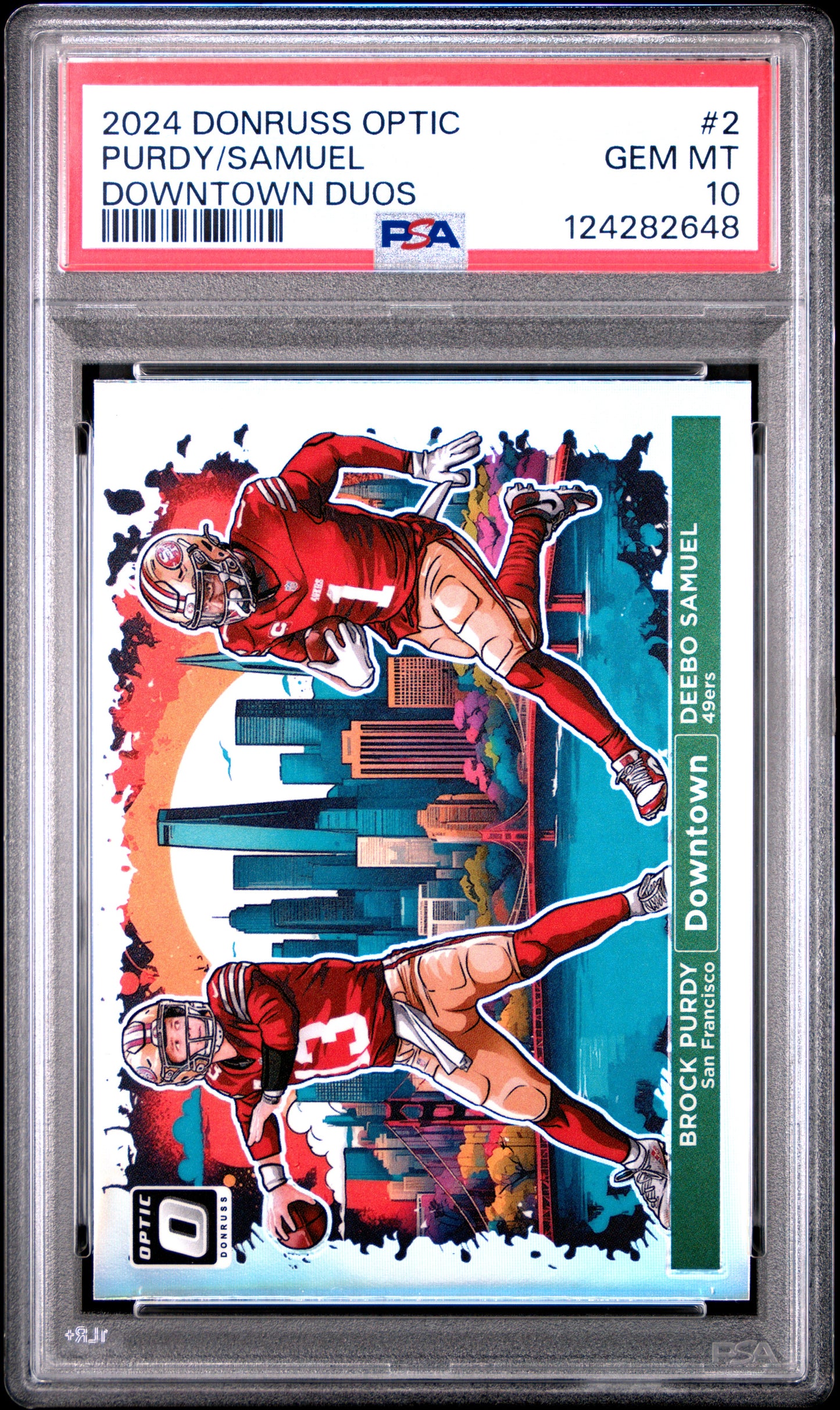 2024 Panini Donruss Optic Brock Purdy Deebo Samuel Downtown Duos #2 PSA 10