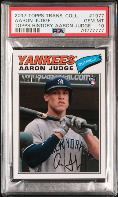 2017 Topps Transcendent Collection Aaron Judge Topps History RC 18/67 #1977 PSA 10