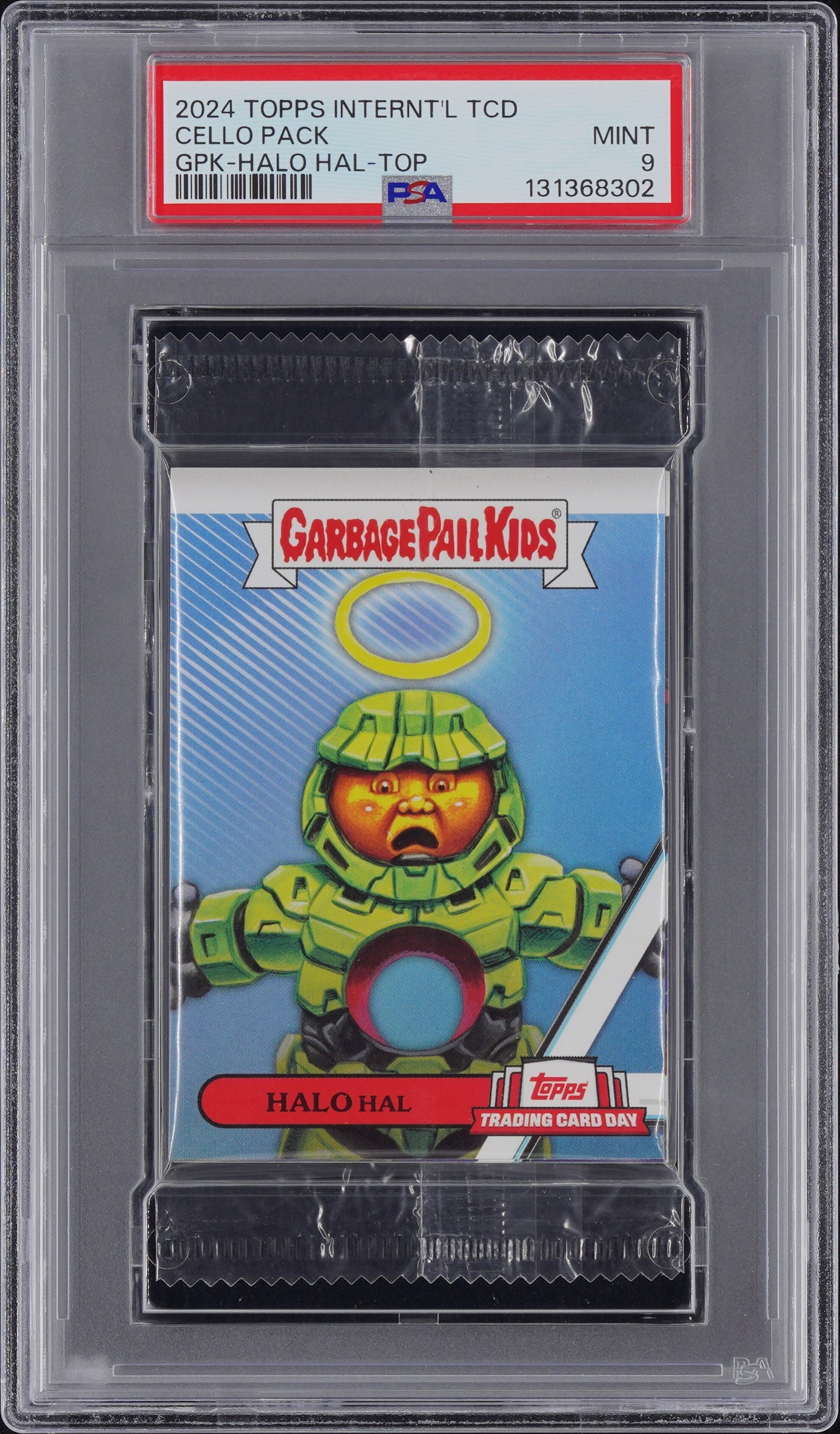2024 Topps Trading Card Day Garbage Pail Kids Graded Cello Pack - Halo Hal PSA 9