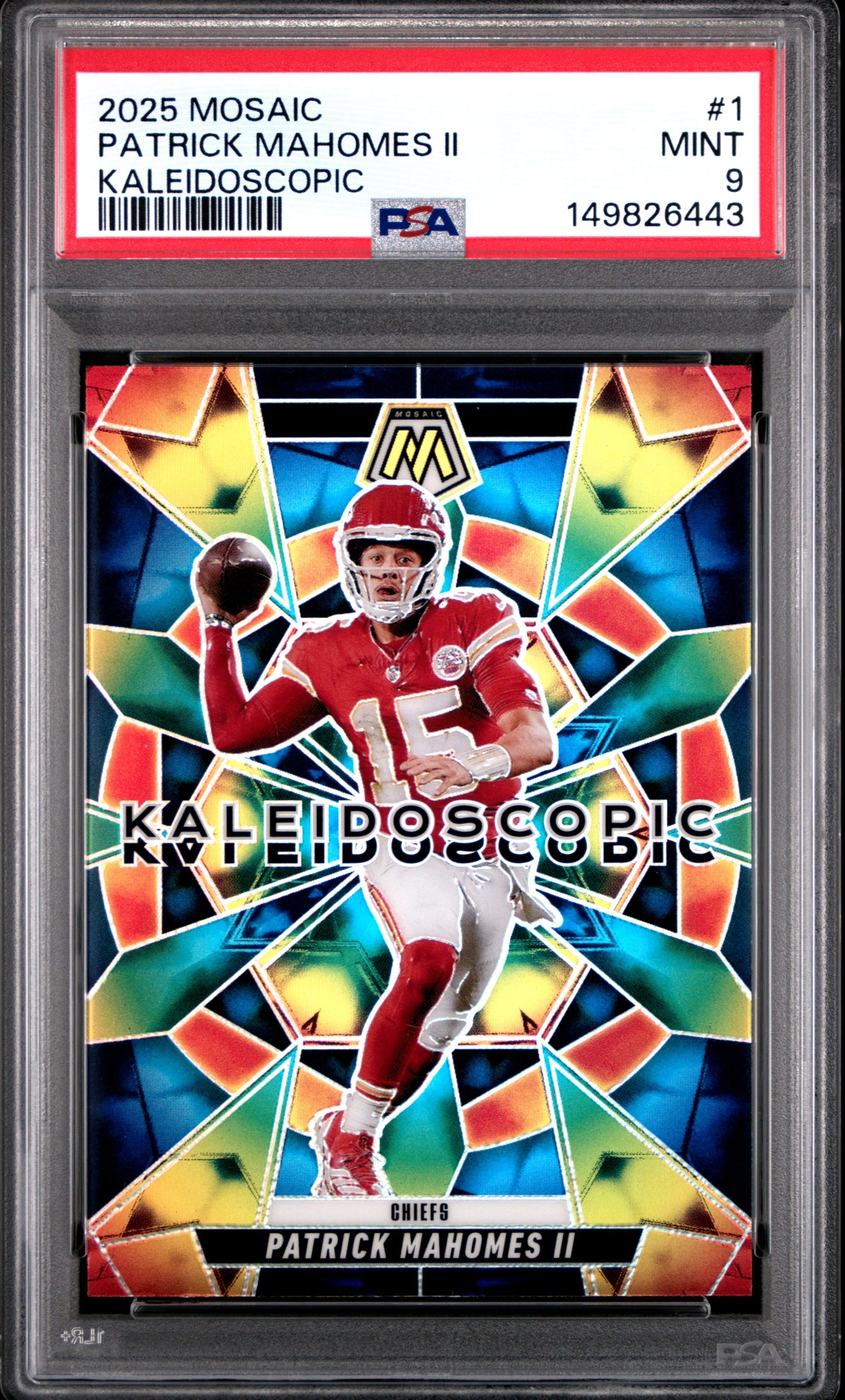 2025 Panini Mosaic Football Patrick Mahomes KALEIDOSCOPIC #1 PSA 9