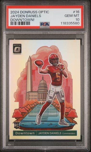 2024 PANINI DONRUSS OPTIC DOWNTOWN! #16 JAYDEN DANIELS PSA 10 JR9272-100