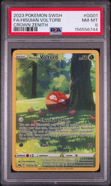 2023 POKEMON SWORD AND SHIELD CROWN ZENITH #GG01 FA/HISUIAN VOLTORB CROWN ZENITH PSA 8 SC1