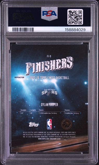 2025 TOPPS FINEST FINISHERS #FI-9 DYLAN HARPER FINISHERS-REFRACTOR PSA 9