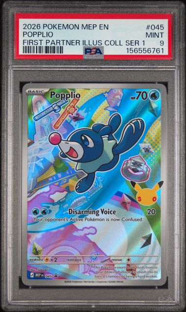 2026 POKEMON MEP EN-ME BLACK STAR PROMO #045 POPPLIO FIRST PARTNER ILLUS COLL SER 1 PSA 9 SC1