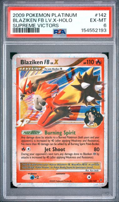 2009 POKEMON PLATINUM SUPREME VICTORS #142 BLAZIKEN FB LV.X-HOLO SUPREME VICTORS PSA 6 SC1