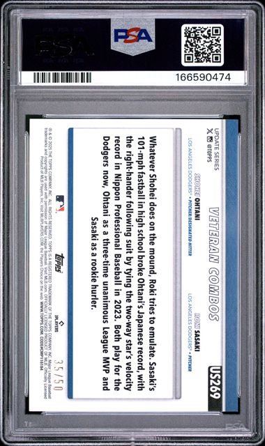 2025 TOPPS UPDATE #269 OHTANI/SASAKI GOLD DIAMANTE PSA 8 SC4