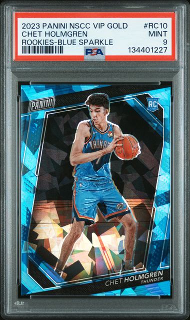 2023 Panini NSCC VIP Gold Chet Holmgren Rookie Blue Sparkle 007/149 #RC10 PSA 9