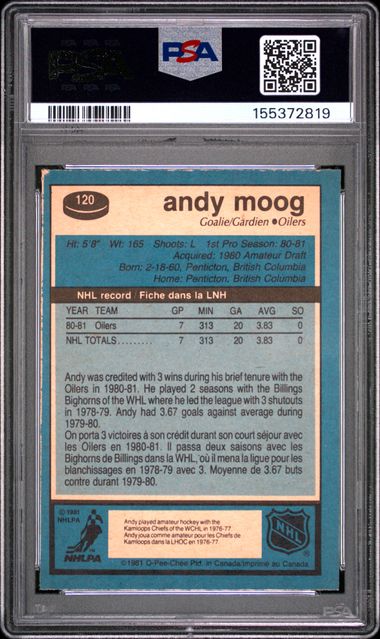 1981 O-PEE-CHEE #120 ANDY MOOG PSA 7