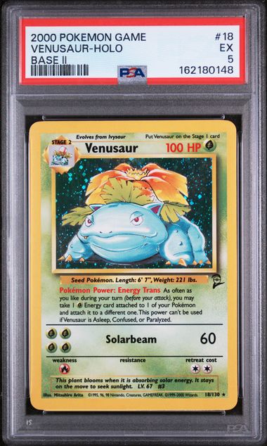 2000 POKEMON GAME BASE II #18 VENUSAUR-HOLO BASE II PSA 5
