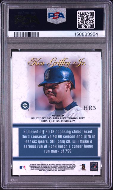 1998 TOPPS GOLD LABEL HOME RUN RACE #HR3 KEN GRIFFEY JR. HOME RUN RACE PSA 7