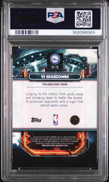 2025 Topps Cosmic Chrome VJ Edgecombe Extraterrestrial Talent Red Flare 4/5 #15 PSA 9