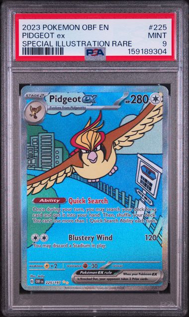 2023 POKEMON OBF EN-OBSIDIAN FLAMES #225 PIDGEOT ex SPECIAL ILLUSTRATION RARE PSA 9 SC1