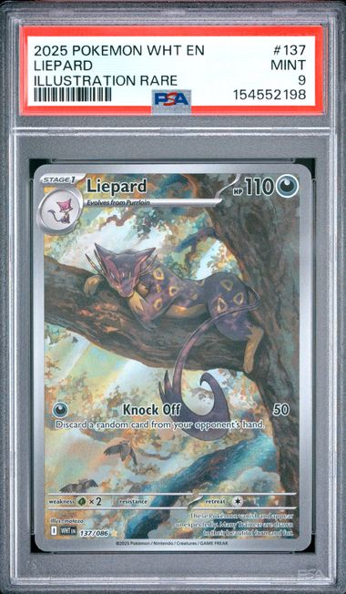2025 POKEMON WHT EN-WHITE FLARE #137 LIEPARD ILLUSTRATION RARE PSA 9 SC1