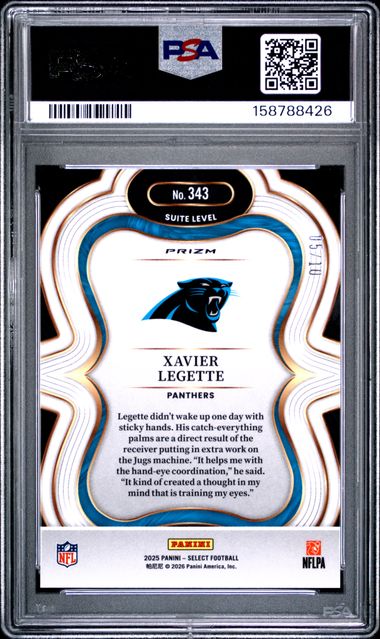 2025 PANINI SELECT #343 XAVIER LEGETTE GOLD PRIZM PSA 7 SC2