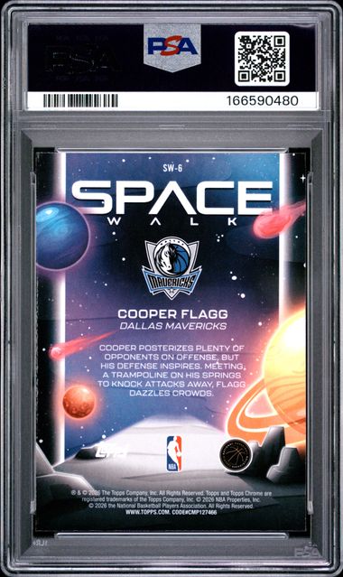 2025 TOPPS COSMIC CHROME SPACE WALK #6 COOPER FLAGG PSA 10 SC5