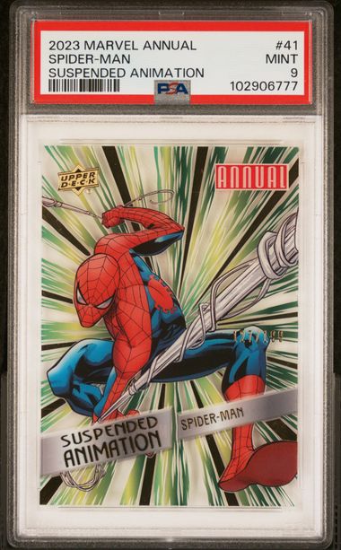 2023-2024 UPPER DECK MARVEL ANNUAL SUSPENDED ANIMATION #41 SPIDER-MAN PSA 9 SC7