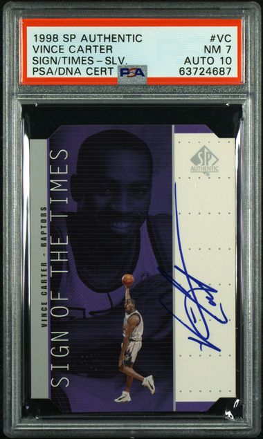 1998 Upper Deck SP Authentic Vince Carter Sign of the Times Auto Silver PSA 7 - 10 Auto Grade