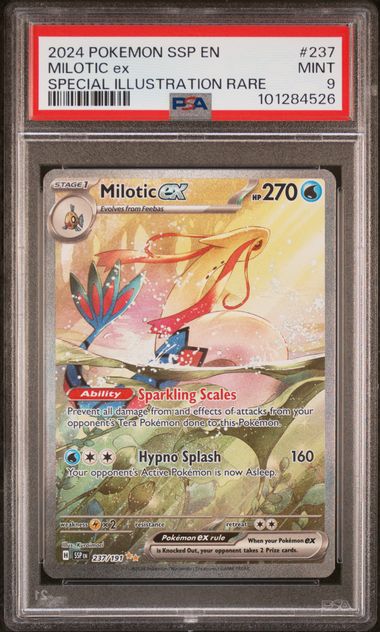 2024 POKEMON SSP EN-SURGING SPARKS #237 MILOTIC ex SPECIAL ILLUSTRATION RARE PSA 9 SC1