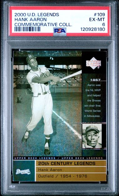 2000 UPPER DECK LEGENDS #109 HANK AARON COMMEMORATIVE COLL. PSA 6