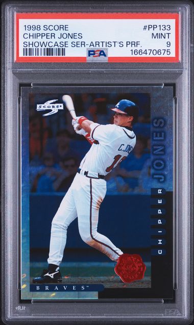 1998 SCORE #PP133 CHIPPER JONES SHOWCASE SER-ARTIST'S PRF. PSA 9