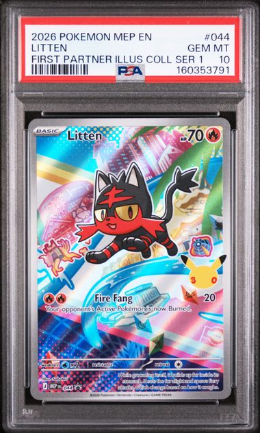 2026 POKEMON MEP EN-ME BLACK STAR PROMO #044 LITTEN FIRST PARTNER ILLUS COLL SER 1 PSA 10 SC1