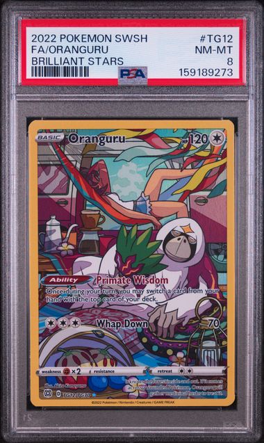 2022 POKEMON SWORD & SHIELD BRILLIANT STARS #TG12 FA/ORANGURU BRILLIANT STARS PSA 8 SC1
