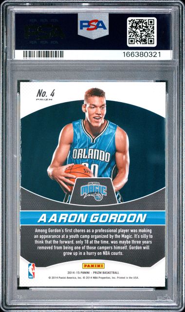 2014 PANINI PRIZM FRESHMAN PHENOMS #4 AARON GORDON FRESHMAN PHENOMS-PRIZM PSA 9 JR9272-20