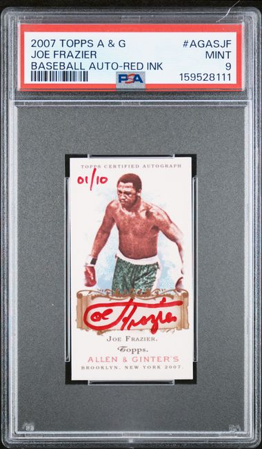 2007 Topps Allen & Ginter Joe Frazier Baseball Auto Red Ink 01/10 #AGASJF PSA 9