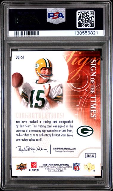 2008 SP AUTHENTIC SIGN OF THE TIMES #SOTST BART STARR SIGN OF THE TIMES PSA 6