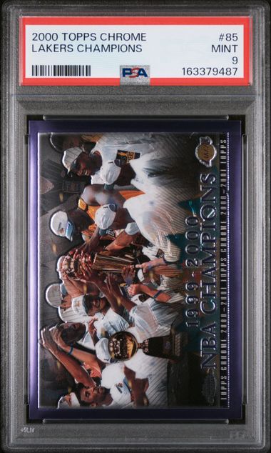 2000 TOPPS CHROME #85 LAKERS CHAMPIONS PSA 9