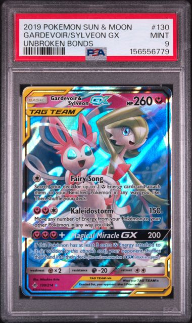 2019 POKEMON SUN & MOON UNBROKEN BONDS #130 GARDEVOIR/SYLVEON GX UNBROKEN BONDS PSA 9