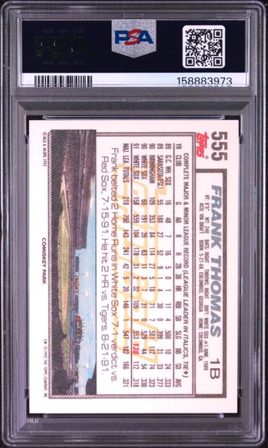 1992 TOPPS GOLD #555 FRANK THOMAS PSA 10 SC4