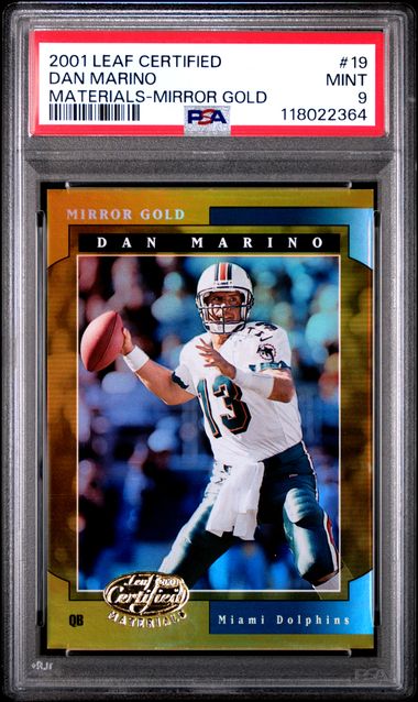 2001 Leaf Certified Materials Dan Marino Mirror Gold 01/25 #19 PSA 9