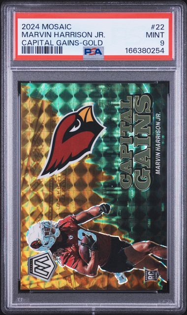 2024 PANINI MOSAIC CAPITAL GAINS #22 MARVIN HARRISON JR. CAPITAL GAINS-GOLD PSA 9 JR9272-52