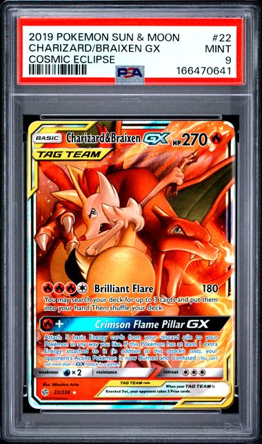 2019 POKEMON SUN & MOON COSMIC ECLIPSE #22 CHARIZARD/BRAIXEN GX COSMIC ECLIPSE