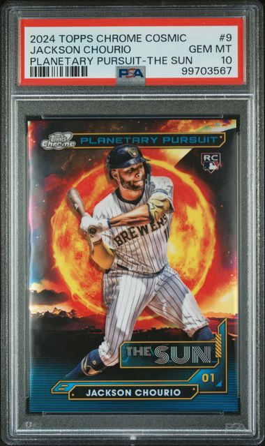 2024 TOPPS COSMIC CHROME PLANETARY PURSUIT #9 JACKSON CHOURIO PLANETARY PURSUIT-THE SUN PSA 10 SC4