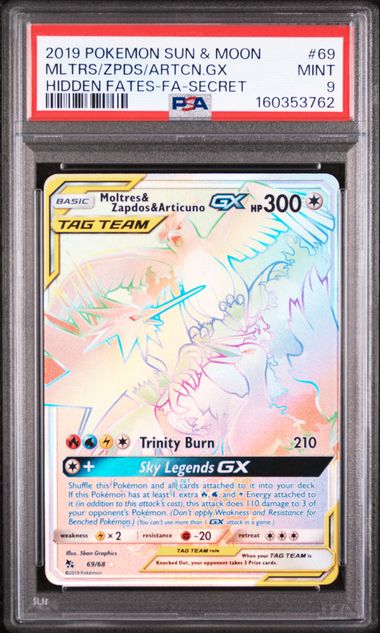 2019 POKEMON SUN &amp; MOON HIDDEN FATES #69 MLTRS/ZPDS/ARTCN.GX HIDDEN FATES-FA-SECRET PSA 9 SC1
