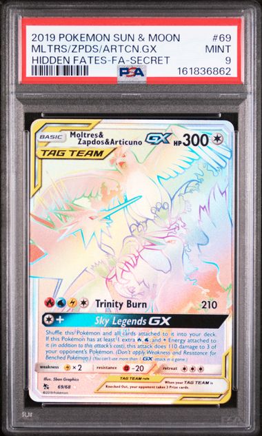 2019 POKEMON SUN & MOON HIDDEN FATES #69 MLTRS/ZPDS/ARTCN.GX HIDDEN FATES-FA-SECRET PSA 9 SC1