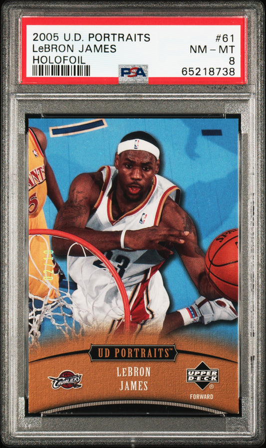 2005 Upper Deck Portraits LeBron James Holofoil 02/10 #61 PSA 8 Cleveland Cavaliers