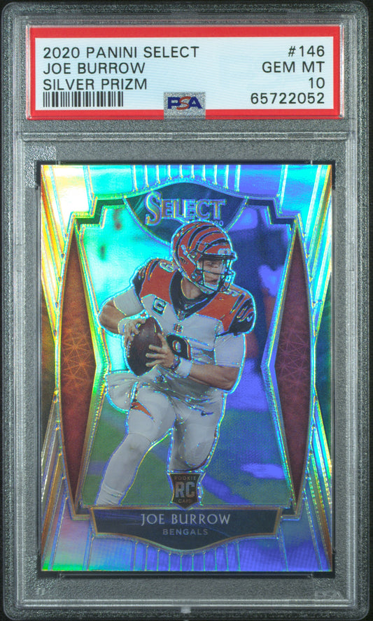 2020 Panini Select Joe Burrow Premier Level Silver Prizm RC #146 PSA 10