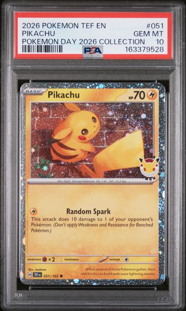 2026 POKEMON TEF EN-TEMPORAL FORCES #051 PIKACHU POKEMON DAY 2026 COLLECTION PSA 10