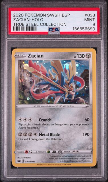2020 POKEMON SWSH BLACK STAR PROMO #033 ZACIAN-HOLO TRUE STEEL COLLECTION PSA 9. SC1