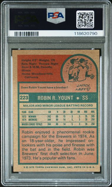 1975 TOPPS #223 ROBIN YOUNT PSA 4