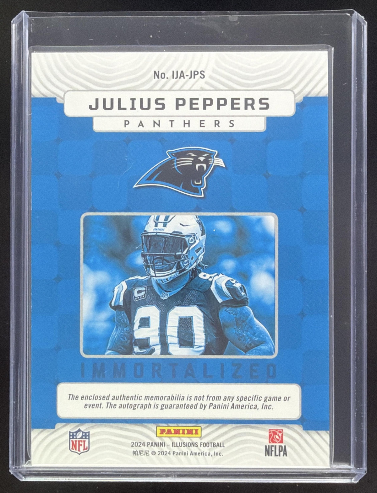 2024 Panini Illusions Julius Peppers Immortalized Jersey Auto Green /10 #IJA-JPS MEM Panthers