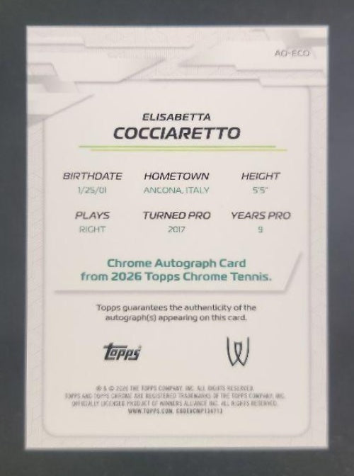 2026 Topps Chrome Elisabetta Cocciaretto Auto I Red Refractor /5 #AO-ECO